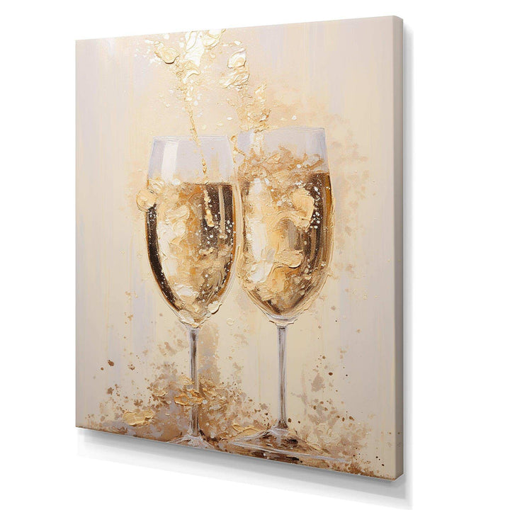 Golden Champagne In Glass III - Food &amp; Beverage Canvas Wall Art