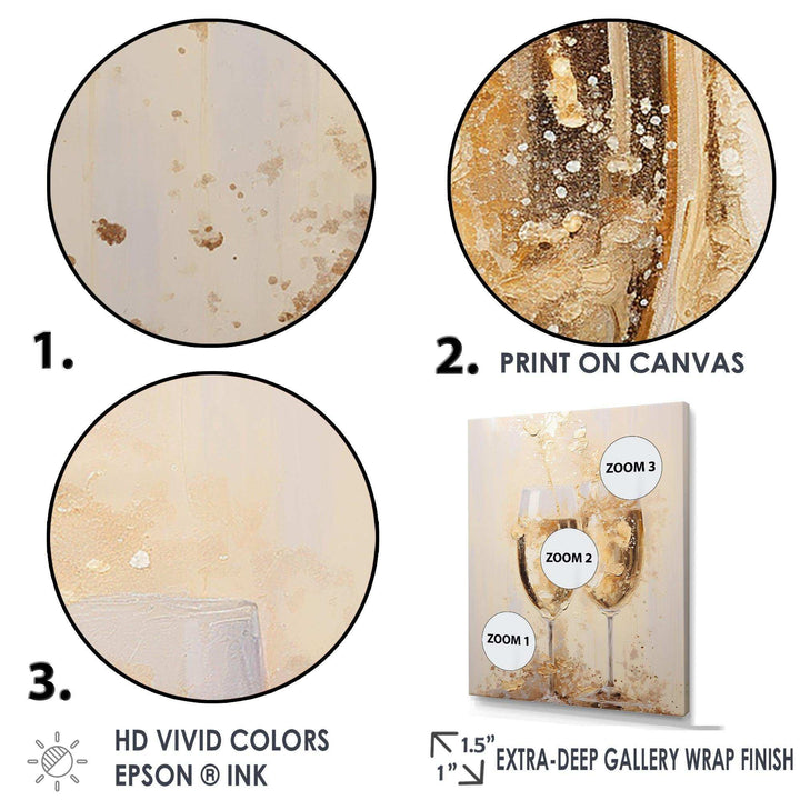 Golden Champagne In Glass III - Food &amp; Beverage Canvas Wall Art