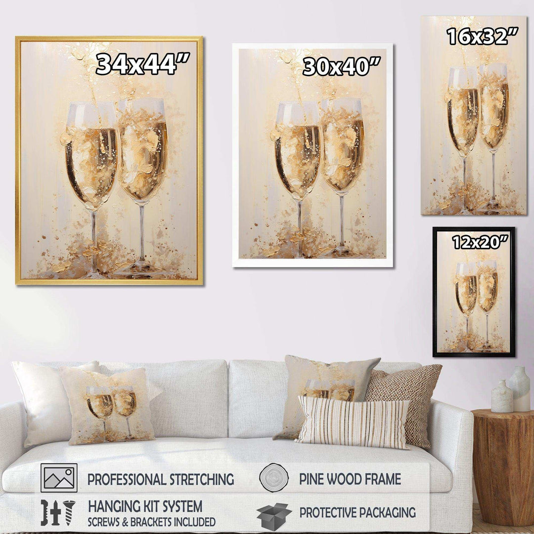 Golden Champagne In Glass III - Food &amp; Beverage Canvas Wall Art