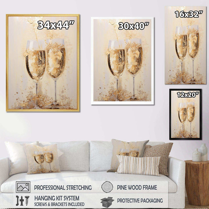 Golden Champagne In Glass III - Food &amp; Beverage Canvas Wall Art