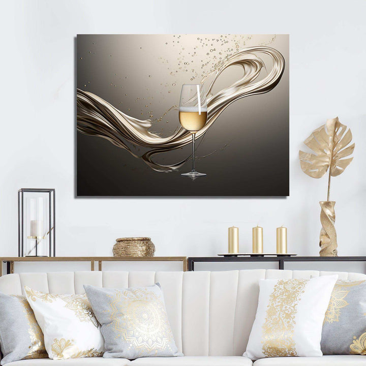 Champagne Glass River Simplicity - Food &amp; Beverage Canvas Wall Art