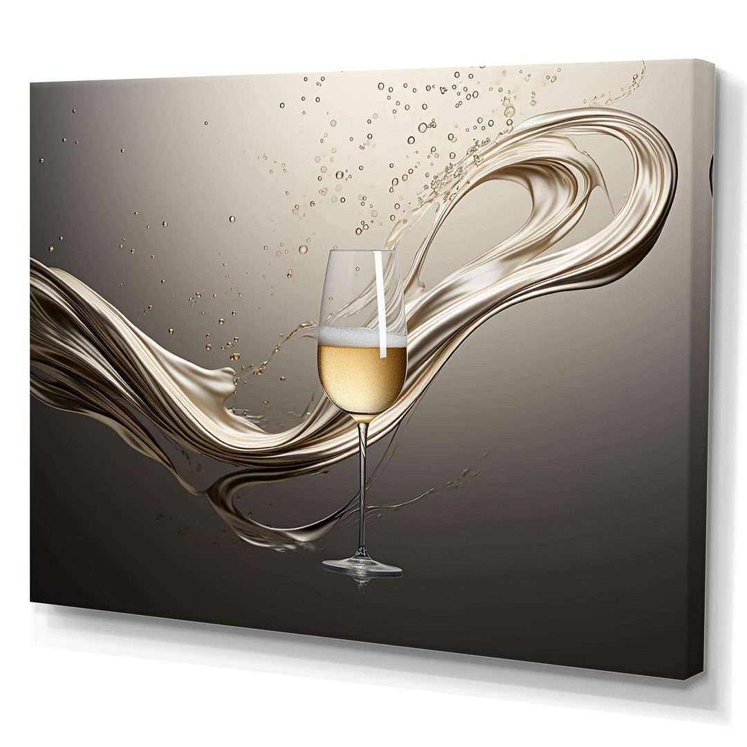 Champagne Glass River Simplicity - Food &amp; Beverage Canvas Wall Art