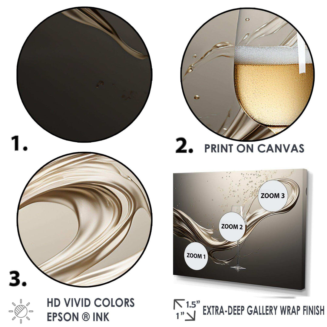 Champagne Glass River Simplicity - Food &amp; Beverage Canvas Wall Art