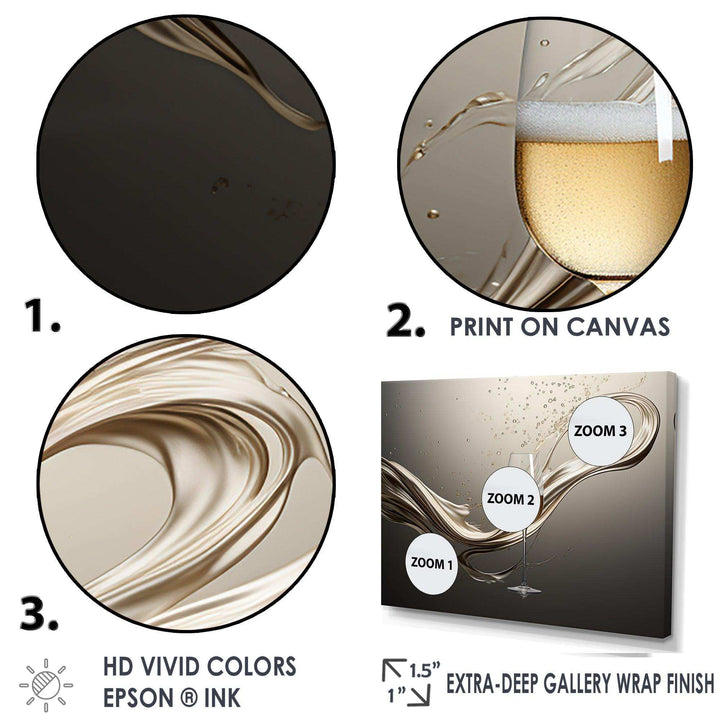 Champagne Glass River Simplicity - Food &amp; Beverage Canvas Wall Art