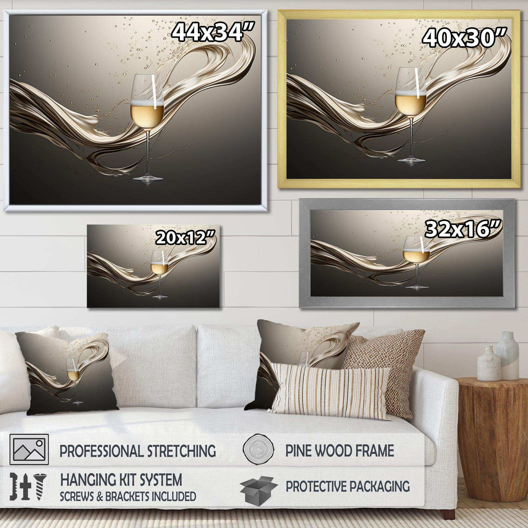 Champagne Glass River Simplicity - Food &amp; Beverage Canvas Wall Art