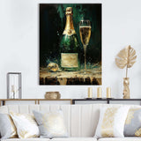 Gold And Emerald Champagne Dream I - Food & Beverage Canvas Wall Art