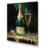 Gold And Emerald Champagne Dream I - Food & Beverage Canvas Wall Art