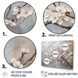 Minimalism Grey And Beige Cherry Blossom I - Floral Canvas Wall Art