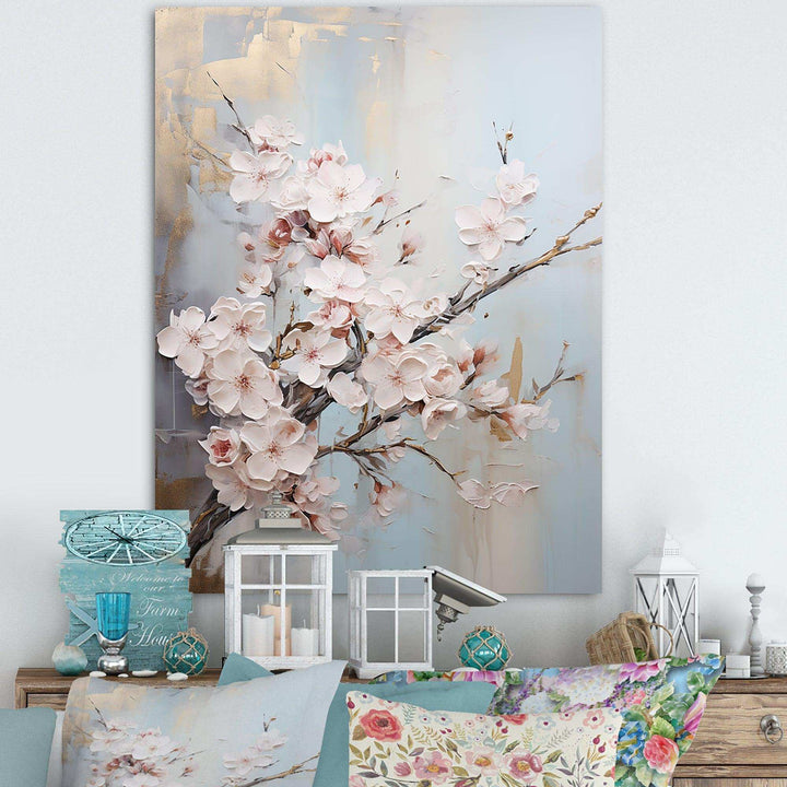 Minimalism Beige Cherry Blossom I - Floral Canvas Wall Art