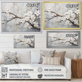 Minimalism White And Grey Cherry Blossom - Floral Canvas Wall Art