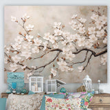 Minimalism White And Grey Cherry Blossom III - Floral Canvas Wall Art