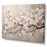 Minimalism White And Grey Cherry Blossom III - Floral Canvas Wall Art