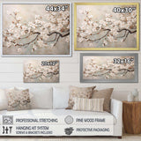 Minimalism White And Grey Cherry Blossom III - Floral Canvas Wall Art