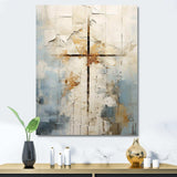 Beige Christianity Cross Of Jessus II - Spiritual Canvas Wall Art