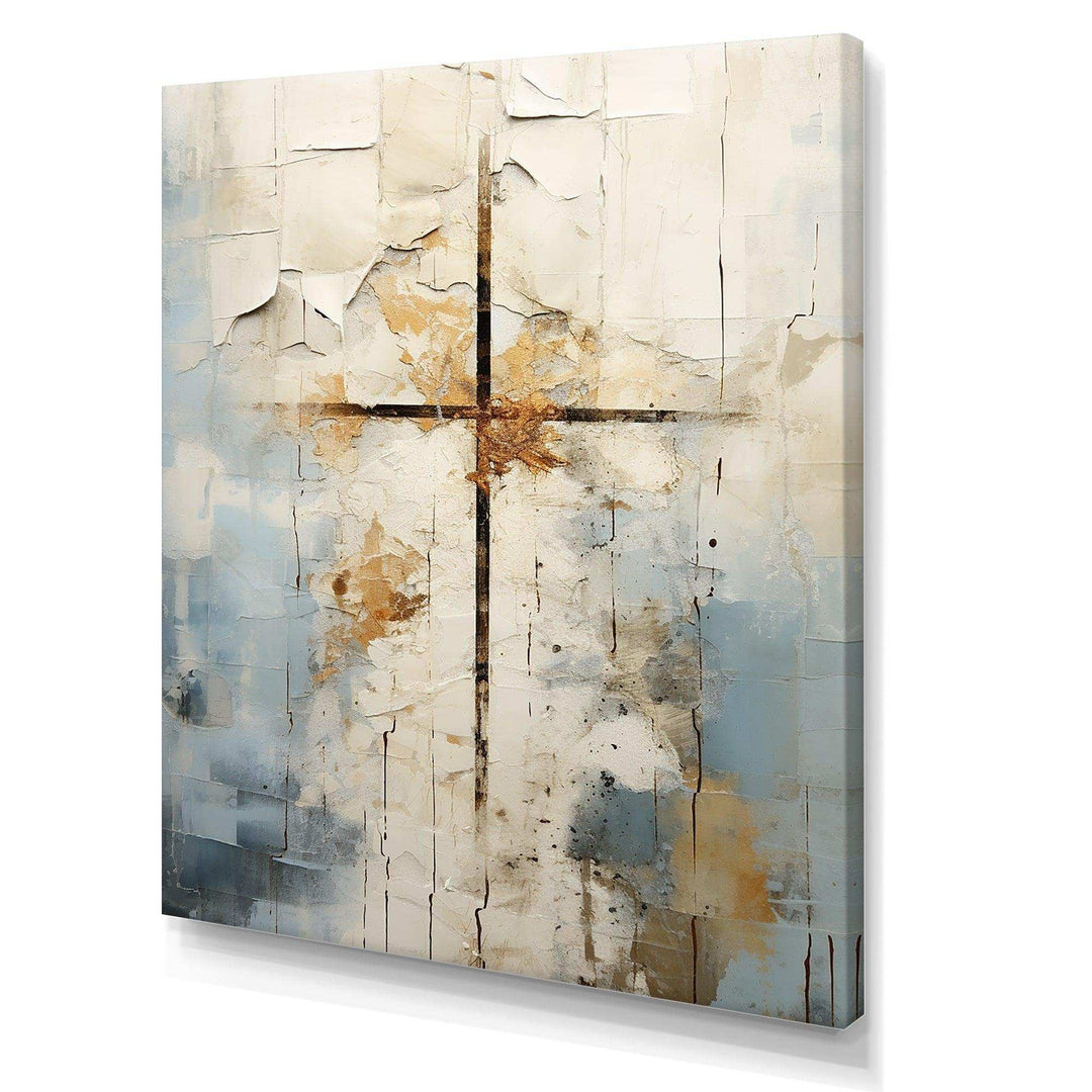Idesignart beige christianity cross of jessus ii spiritual canvas wall art