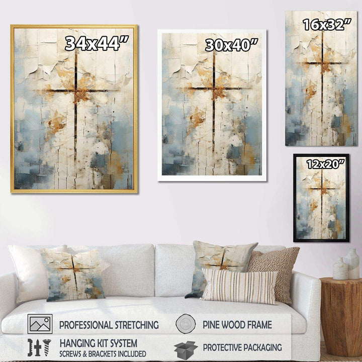 Idesignart beige christianity cross of jessus ii spiritual canvas wall art