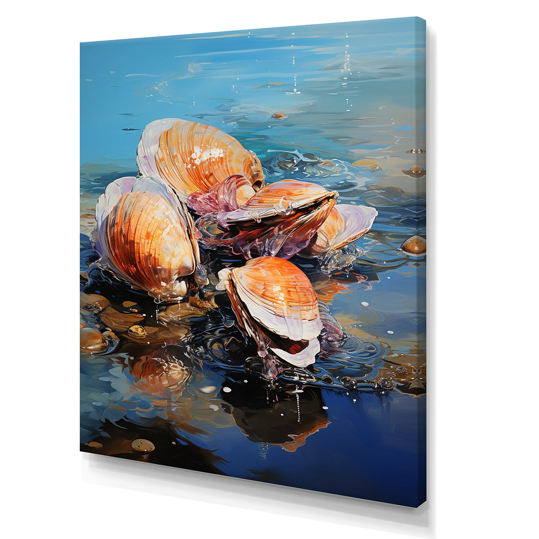 Bold Brushstrokes Of Clam On Beach - Clam Canvas Wall Art
