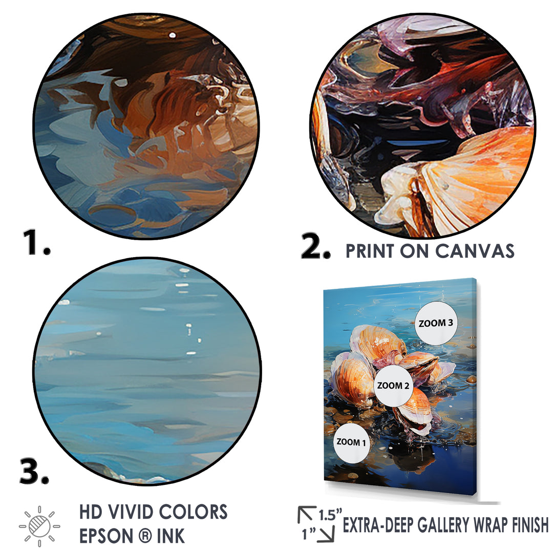 Bold Brushstrokes Of Clam On Beach - Clam Canvas Wall Art