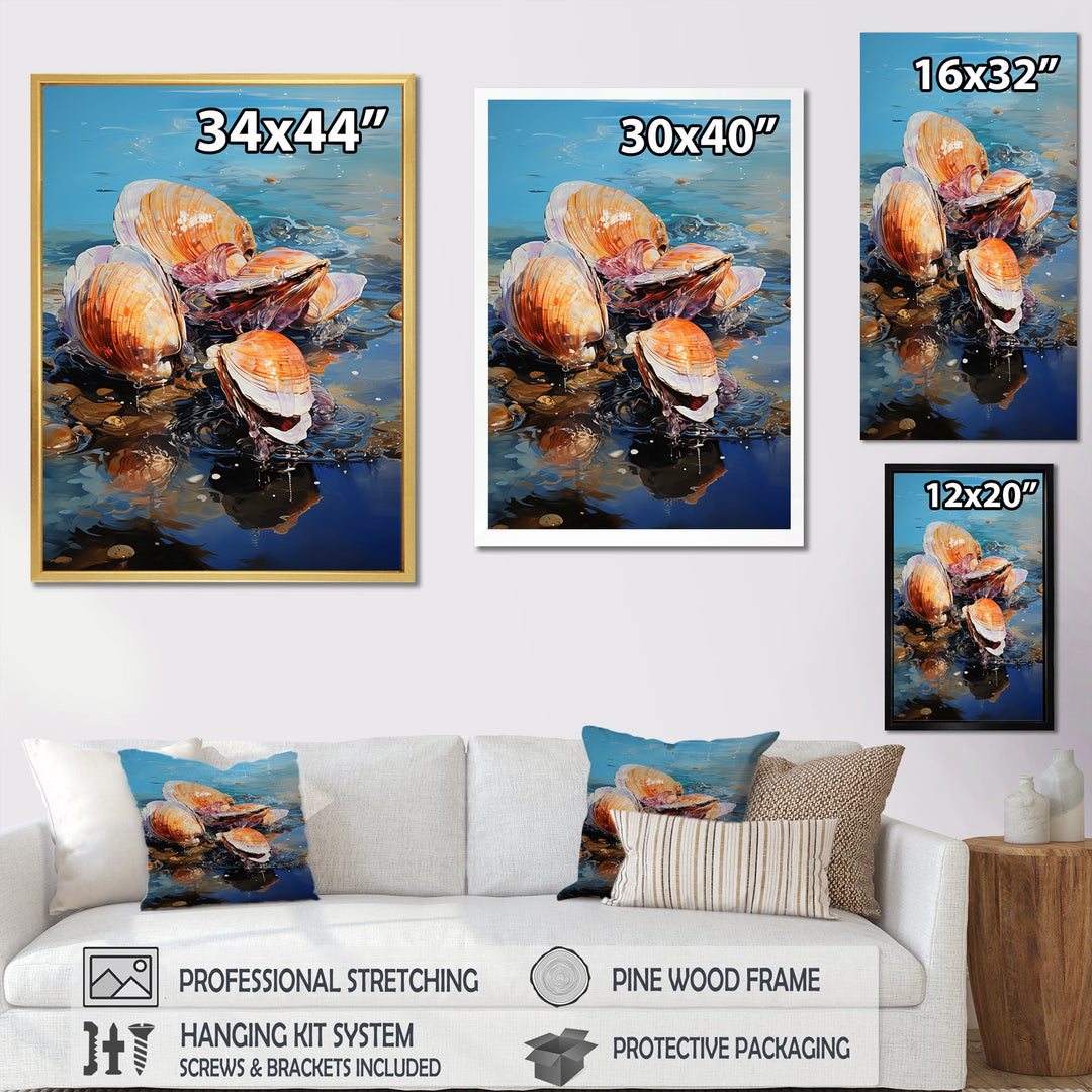 Bold Brushstrokes Of Clam On Beach - Clam Canvas Wall Art