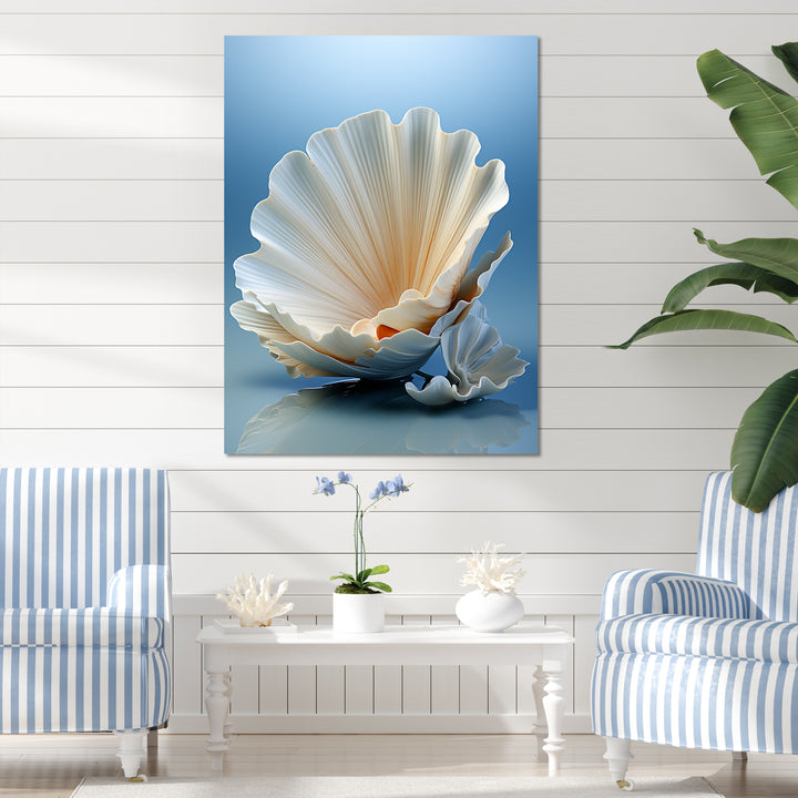 Monochromatic Misty Grey Clam - Gray Clam Wall Art