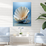 Monochromatic Misty Grey Clam - Gray Clam Wall Art