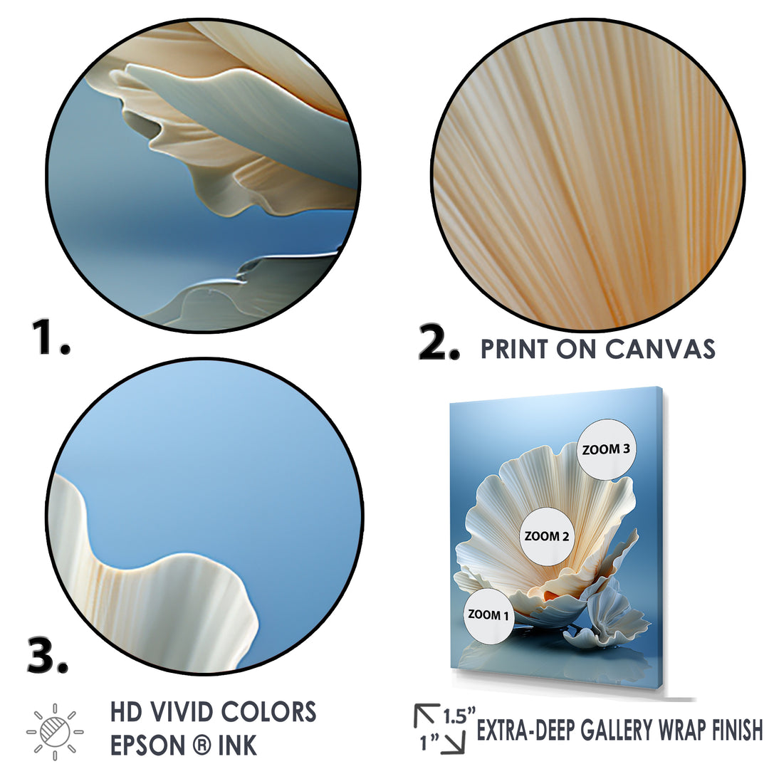 Monochromatic Misty Grey Clam - Gray Clam Wall Art