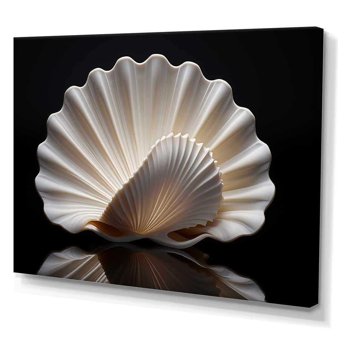 Monochrome Clam Deep Charcoal Ocean - White Clam Wall Art