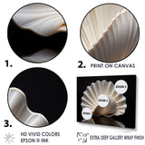 Monochrome Clam Deep Charcoal Ocean - White Clam Wall Art