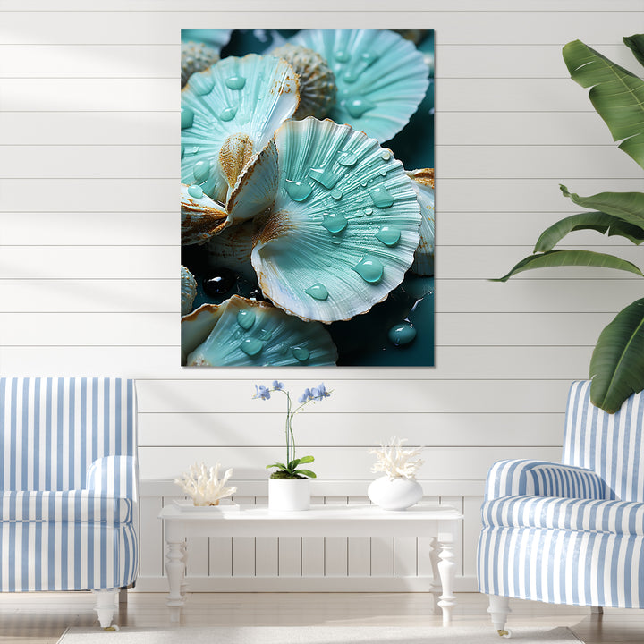 Green Clam Ocean Treasures - Clam Large Canvas Wall Art