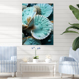 Green Clam Ocean Treasures - Clam Large Canvas Wall Art