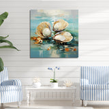 Green Tones Delicate Oyster Beauty - Clam Living Room Wall Art