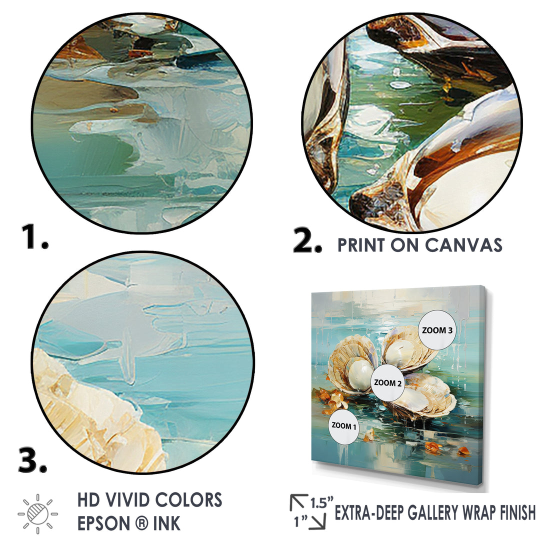 Green Tones Delicate Oyster Beauty - Clam Living Room Wall Art