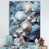 White Blue Tones Delicate Oyster Beauty - Clam Canvas Wall Art