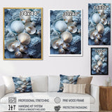 White Blue Tones Delicate Oyster Beauty - Clam Canvas Wall Art