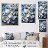 White Blue Tones Delicate Oyster Beauty - Clam Canvas Wall Art