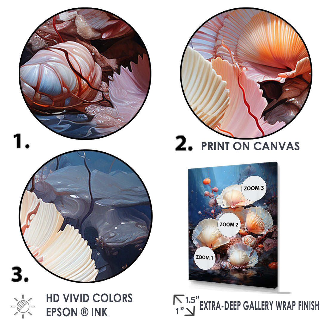 Underwater Dreams Aquatic Clam - Clam Canvas Wall Art
