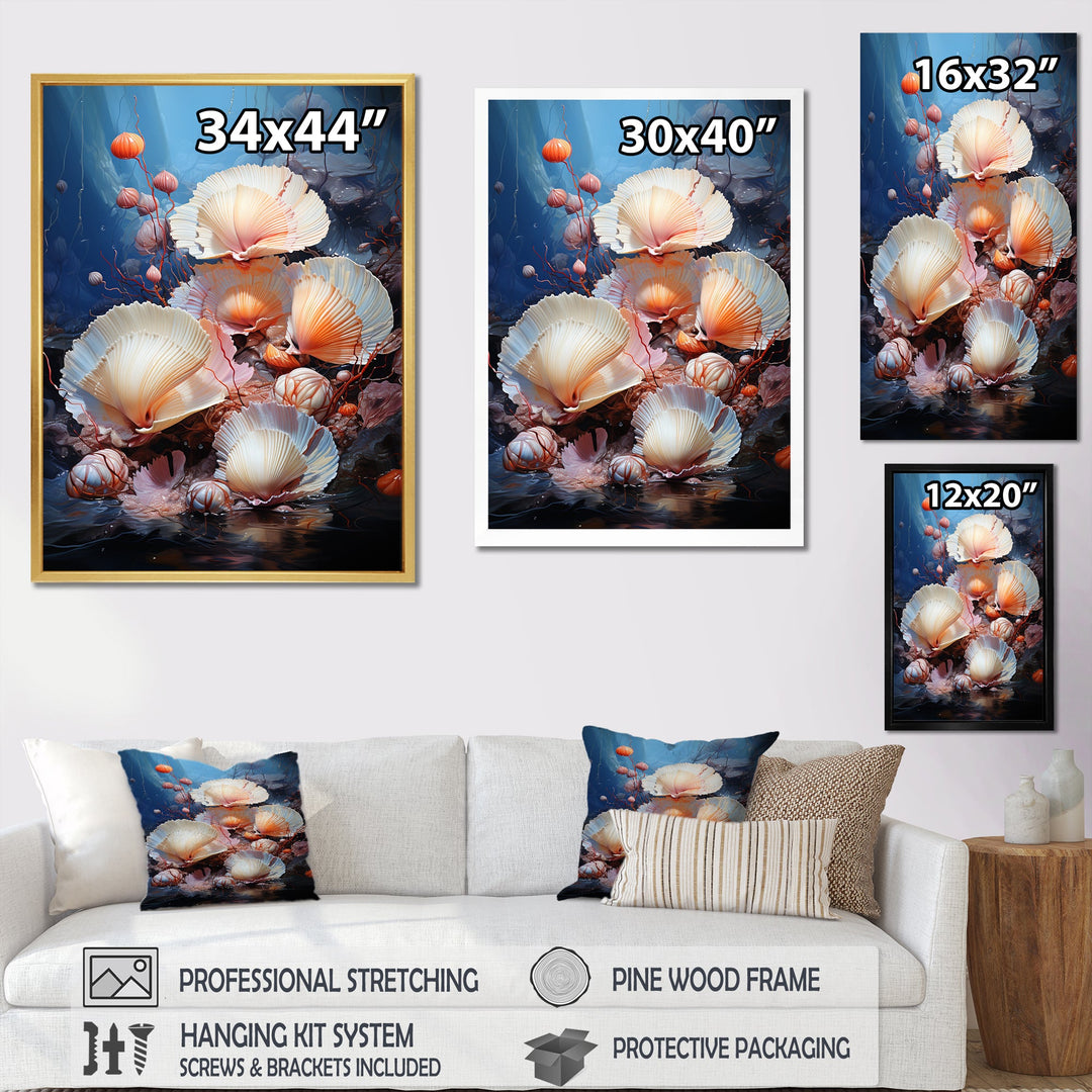 Underwater Dreams Aquatic Clam - Clam Canvas Wall Art