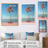 Sea Breeze Blue And Pink Plam Tree I - Coastal Canvas Wall Art