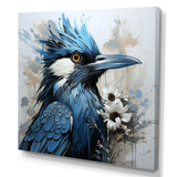 Blue And Black Blue Jay Bird - Animals Canvas Wall Art