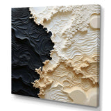 Abstract Cream And Black Liquid Paint - Coastal Canvas Wall Art