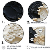 Abstract Cream And Black Liquid Paint - Coastal Canvas Wall Art