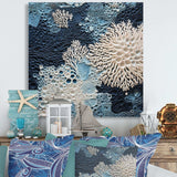 Under Water Blue And White Corals Collage - Coastal Canvas Wall Art