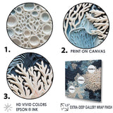 Under Water Blue And White Corals Collage - Coastal Canvas Wall Art