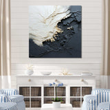 Minimalism Black And White Paint Wave III - Coastal Canvas Wall Art