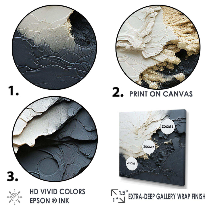Minimalism Black And White Paint Wave III - Coastal Canvas Wall Art