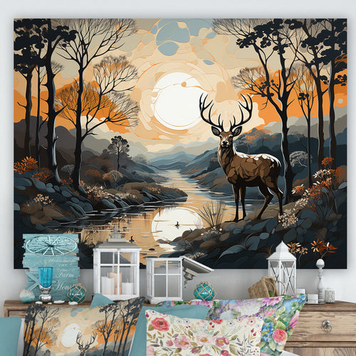 Deer Animal Minimalism Charm - Beige Deer Wall Art