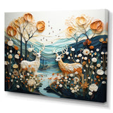 Modern Deer Couple Collage - Blue Deer Wall Art