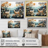 Modern Deer Couple Collage - Blue Deer Wall Art