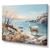 Minimalism Sheep On The Beach - Sheep Framed Canvas Art