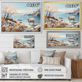 Minimalism Sheep On The Beach - Sheep Framed Canvas Art